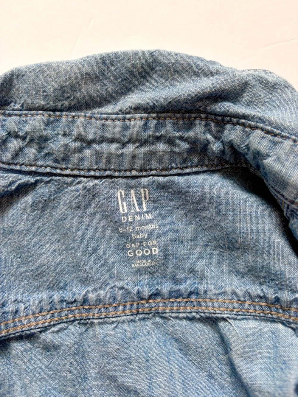 Baby Gap Denim Shirt Chambray Shirt Long Sleeve Button Up Size 6-12M